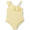 Amazon Essentials Costume da Bagno Intero da Bambina Asimmetrico con Volant, Giallo Chiaro, 3T