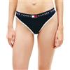 Tommy Hilfiger Donna Slip Bikini a Costine, Blu (Dark Night Navy), M
