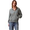 Calvin Klein Donna Felpa con Zip Archive Logo French Terry con Cappuccio, Grigio (Autumn Green), L