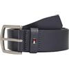 Tommy Hilfiger Uomo Cintura Denton Pebble 4,0 cm Fibbia ad Ardiglione, Blu (Space Blue), 90 cm