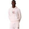 Calvin Klein Uomo Felpa con Cappuccio Terry Graphic con Tasca a Marsupio, Bianco (White Greige), M