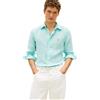 Tommy Hilfiger Uomo Camicia Linen Bengal Stripe Regular Fit, Turchese (Arctic Aqua/Stripe), L