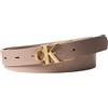Calvin Klein Donna Cintura Facet Buckle 2,5 cm Pebble con Fibbia con Monogramma, Beige (Desert Taupe/Antique Light Gold), 105 cm