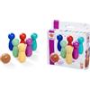 Eichhorn - Games - Gioco di Bowling con 6 Pin e Una Sfera di Legno, Tavolo colorato Bowling, 7 Pezzi, in Legno di Betulla, dai 3 Anni in su
