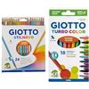 Giotto Stilnovo Astuccio Da 24 Matite A Pastello Colorate, 3.3Mm, Multicolore, ‎24 Unità (Confezione da 1) & Turbo Color 18 Pennarelli Punta Fine Colori Assortiti Ricambio Astuccio