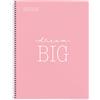 Miquelrius - Taccuino A4, Notebook Messaggi, 1 striscia di colore, 80 fogli a righe, Carta da 90 g/m², 4 fori, Quaderno A4 con copertina rigida, Rilegatura a spirale, Colore rosa