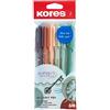 Kores - K0R-M: Penne a sfera con inchiostro semi-gel BLU dal design vintage, punta media da 1 mm per scrittura scorrevole, forma ergonomica triangolare, confezione da 6