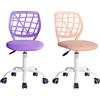 FurnitureR FR Carnation Viola scrivania Ufficio in Tessuto ergonomica da Studio Senza braccioli, Sedia Girevole Regolabile in Altezza, Set di 2, pueple+Rosa Chiaro, I, Metallo, 40x38.5x87cm