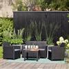 Dmora Set Salotto da Esterno Guarano Nero Antracite 3 Posti Un Tavolino, Salottino Outdoor