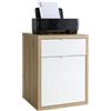 Composad | Cassettiera con Ruote 1 Anta e 1 Cassetto della Linea ABILE LxAxP: 52x66,8x44,4 cm, Cassettiera Ufficio Colore Bianco Laccato e Rovere Mielato, Ufficio Moderno - Made In Italy