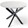 Shiito | Modello Bolton JC - Tavolo da pranzo rotondo | Legno di quercia bianca con gambe incrociate nere | 90 x 75 cm