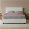 Dmora Letto Piazza e Mezza Assia, Letto Contenitore con Rivestimento in Ecopelle, 100% Made in Italy, Apertura Frontale, Adatto per Materasso Cm 120x200, Bianco