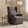 Dmora Poltrona Umberta 75x84x107h cm Nero Antracite Sfoderabile Reclinabile, Poltroncina Braccioli Made in Italy
