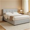 Talamo Italia Letto Piazza e Mezza Luton Grigio Chiaro Sfoderabile Contenitore, Dimensione Materasso 120x190 cm
