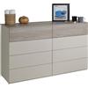 COMPOSAD | Cassettiera Doppia della Linea FAVORITA con 4+4 Cassetti per Camera da Letto, Cassettone Camera da letto (LxAxP): 137,2x80,9x44,4 cm, Rovere Gessato e Grigio Cashmere Topmatt, Made In Italy
