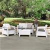 Dmora set Salotto da Esterno Dolcedo Bianco 3 Posti un Tavolino, Salottino Outdoor