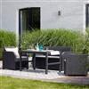 Dmora set Salotto da Esterno Cortona Nero Antracite 3 Posti, Salottino Outdoor un Tavolino