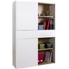Composad | Libreria della Linea ABILE con 2 Ante Scorrevoli e 1 Cassetto, Libreria Moderna con Ante, per Studio e Ufficio, (LxAxP) 123x180,9x35,4 cm, Bianco Laccato e Rovere Mielato, Made in Italy