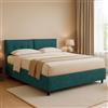 Talamo Italia Letto Piazza e Mezza York Verde Petrolio Sfoderabile Contenitore, Dimensione Materasso 120x190 cm
