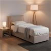 Talamo Italia - Letto singolo Rossella, Letto contenitore con rivestimento in tessuto, 100% Made in Italy, Apertura frontale, con materasso Cm 80x200 incluso, Tortora