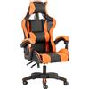 Baroni Home Sedia da Gaming, Sedia Ufficio Ergonomica con Schienale Regolabile, Poggiatesta e Supporto Lombare, Arancione