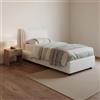 Talamo Italia - Letto singolo Gemma, Letto contenitore con rivestimento in tessuto, 100% Made in Italy, Apertura frontale, adatto per materasso Cm 80x200, Bianco