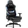 JUMMICO Sedia da Gaming XL Ergonomica per Adulti, Poltrona Ufficio Rinforzata 200kg, Braccioli 2D, Poggiapiedi Retrattile, Schienale Reclinabile 90-170°,blu
