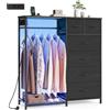 SONGMICS Stand Appendiabiti con Cassettiera, Armadio Aperto con 6 Cassetti in Tessuto e Barra, Ripiano Inferiore, 102,7 x 35 x 117,6 cm, Nero Ebano, Collezione BELLAH LGS523B202