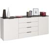 Composad | Contromobile Linea BRINA con 2 Ante e 4 Cassetti, Mobile Contenitore per Soggiorno o Ingresso, Madia, (LxAxP): 200x80,8x44,4 cm, Grigio Cashmere Topmatt e Marmo Blunt