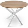 Shiito | Modello Bolton JC - Tavolo da pranzo rotondo | Legno di quercia con gambe incrociate bianche, 90 x 75 cm
