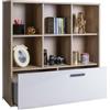 Composad | Libreria MiPiace con 6 Vani e 1 Cassetto per Cameretta, Mobile Contenitore Salvaspazio, (LxAxP) 119,3x120,3x35,7 cm, Rovere Mielato e Grigio Cashmere Laccato, Made In Italy
