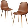 CangLong Set di 2 sedie da pranzo Sedie da cucina imbottite retrò per la sala da pranzo, sedie scandinave in finta pelle con gambe in metallo, marrone