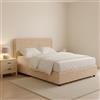 Talamo Italia Letto Piazza e Mezza Harlow Beige Sfoderabile Contenitore, Dimensione Materasso 120x200 cm