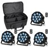 Erreyht 4PCS RGBW Par LED Batteria con Borsa Ricaricabile 12 LED Illuminazione Palco 24W