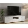 Dmora - Mobile Porta TV Fernande, Credenza da Soggiorno, Armadio Basso per TV, Base Parete attrezzata, 147x40 h38 cm, Bianco