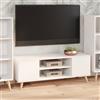 Dmora Mobile Porta TV con 2 Ante e 1 ripiano Centrale, Credenza con Piedini, Buffet da Soggiorno in Stile Scandi, cm 155x40h50, Colore Bianco, Legno di ingegneria