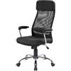 Dmora - Sedia da ufficio Adelaide, Poltrona direzionale con braccioli, Sedia ergonomica da ufficio, Cm 65x65h114/125, Nero