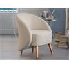 Dmora Poltrona Annarella, Poltrona di Design da Salotto, 100% Made in Italy, Poltroncina Relax in Tessuto Imbottito, Cm 70x60h80, Tortora