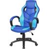 Dmora - Sedia da Gaming Caloundra, Poltrona da Gaming Adulto, Sedia da scrivania, Cm 66x61h104/114, Blu e Azzurro