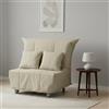 Talamo Italia Letto Alma, Divano Singolo, 100% Made in Italy, Poltrona Soggiorno con Apertura a Carrello, in Tessuto imbottito, con Cuscini Inclusi, Cm 85x90h85, Beige