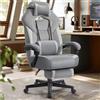 SONGMICS Sedia Gaming, Sedia Ufficio Scrivania, Ergonomico, con Poggiapiedi, Poggiatesta Regolabile, Cuscino Lombare, Portata 150 kg, Grigio Ardesia e Grigio Tortora OBG077G02