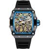 DAXIAOYU Tonneau - Orologio automatico da uomo, stile vintage, doppio tourbillon, impermeabile, luminoso, sportivo, meccanico, Nero e blu., Lusso