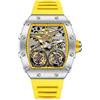 DAXIAOYU Tonneau - Orologio automatico da uomo, stile vintage, doppio tourbillon, impermeabile, luminoso, sportivo, meccanico, Giallo, Lusso