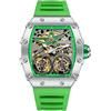 DAXIAOYU Tonneau - Orologio automatico da uomo, stile vintage, doppio tourbillon, impermeabile, luminoso, sportivo, meccanico, Verde, Lusso