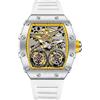 DAXIAOYU Tonneau - Orologio automatico da uomo, stile vintage, doppio tourbillon, impermeabile, luminoso, sportivo, meccanico, Argento Giallo, Lusso