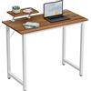 HAMHAIGO Scrivania per Computer, Tavolo Ufficio con Supporto per Ufficio, Scrivania Tavolo da Studio, Scrivania da Ufficio, Studio Camera da Letto, Struttura Metallica, 80 x 40 x 75 cm (Marrone)