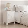 [en.casa] Comodino in Acciaio con Scomparto Chiuso con Anta Maniglia a Destra Tavolino Laterale da Divano Mobiletto Notturno Tavolino Basso da Ingresso 57x40x30 cm Bianco