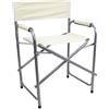 MOHOME Sedia Regista Pieghevole in Acciaio Ecru Sedia Da Campeggio 58x48x78cm Spiaggia Giardino Universale Telo PVC Spalliera Braccioli Salvaspazio Trasportabile Impermeabile UV Resistente Lavabile