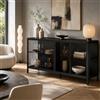 PREMTURE Vetrina nera 40 x 140 x 75 cm con telaio in ferro, 2 ante in vetro, armadio in vetro con strisce luminose a 3 colori, moderna vetrina in vetro per soggiorno