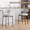 Ckaff Set di 2 Sgabelli da Bar, Sgabelli da Bar Alti in PU Pelle, Sedie da Cucina con Schienale e Poggiapiedi, Seduta alta 63,5cm per Bar, Caffè, Penisola della Cucina, Grigio